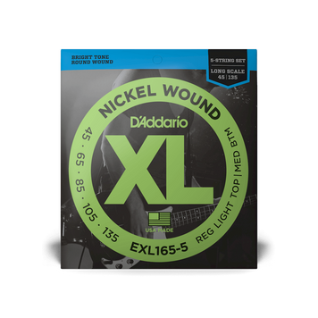 D'ADDARIO EXL165-5 XL NICKEL WOUND BASS REG LIGHT TOP / MED BOTTOM 5-STRING (45-135)