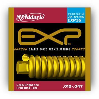 D'ADDARIO EXP36 EXP COATED 80/20 BRONZE LIGHT 12-STRING (10-47)
