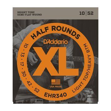 D`ADDARIO EHR340 XL HALF ROUNDS LIGHT TOP/ HEAVY BOTTOM 10-52