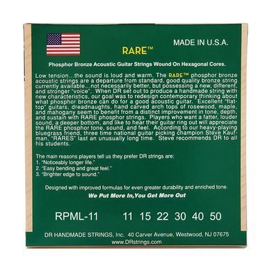 DR Strings RARE Acoustic Phosphor Bronze - Custom Light (11-50)
