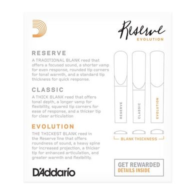 D`ADDARIO DCE10355 Reserve Evolution Bb Clarinet #3.5+ - 10 Box
