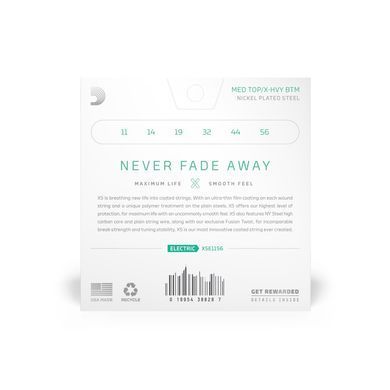 D'ADDARIO XSE1156 XS Coated Electric Guitar Strings, Medium Top/Extra Heavy Bottom (11-56)