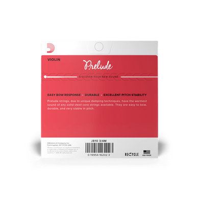 D'ADDARIO PRELUDE VIOLIN STRING SET 3/4 Scale Medium Tension