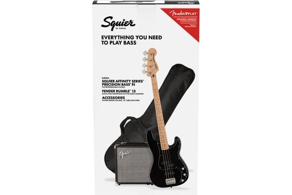 Гитарный набор с бас-гитарой SQUIER AFFINITY SERIES PJ BASS START PACK BLACK